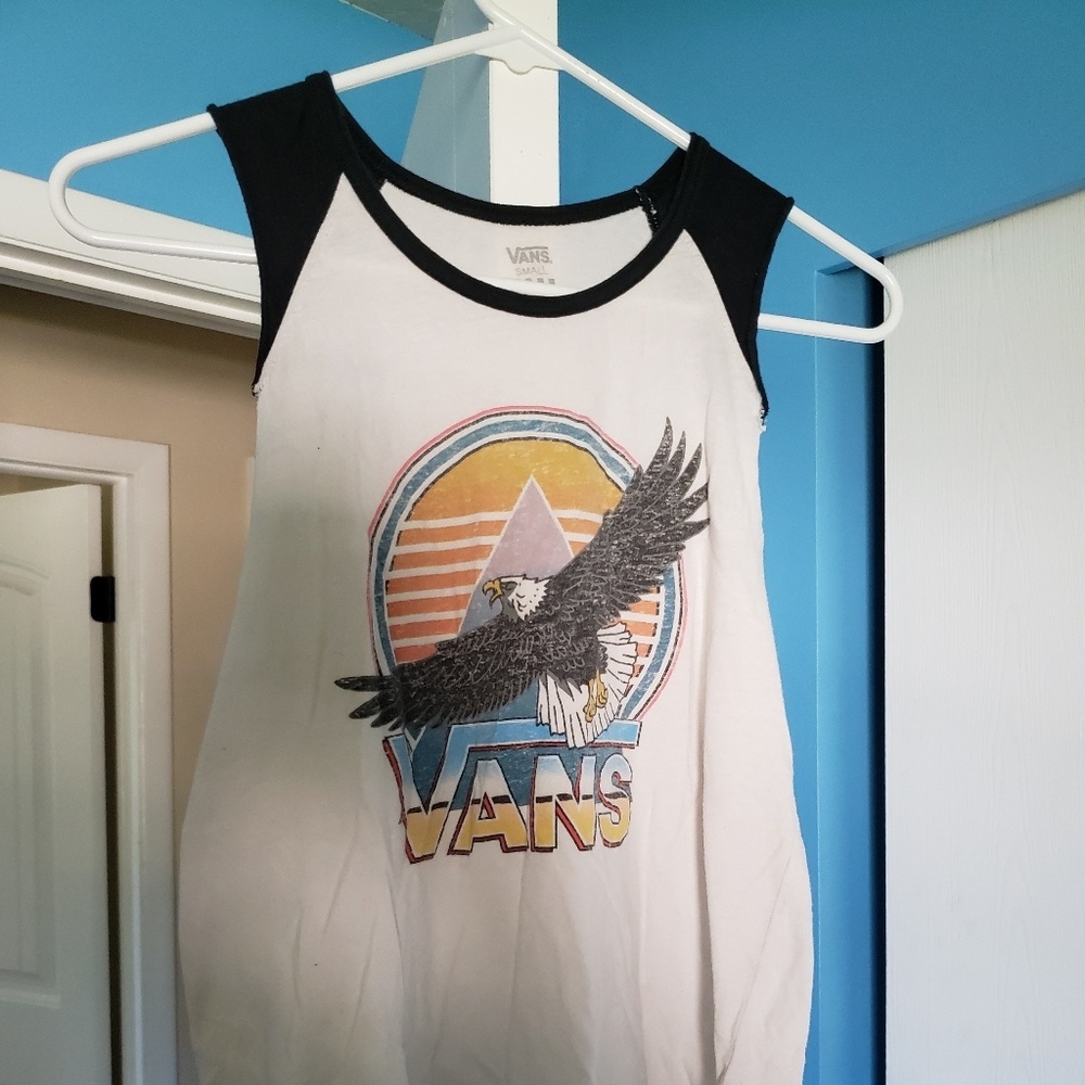 Sleeveless Vans black and white retro eagle shirt